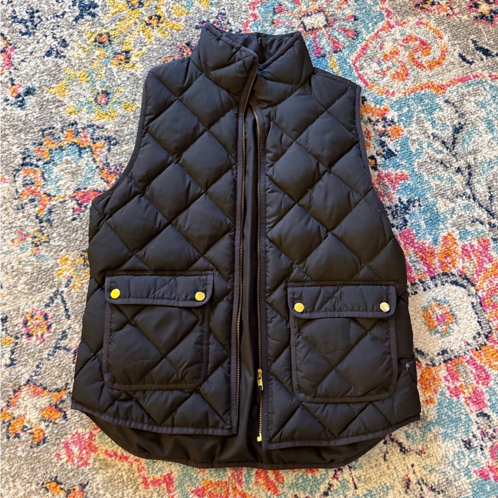 J. Crew Black Quilted Vest